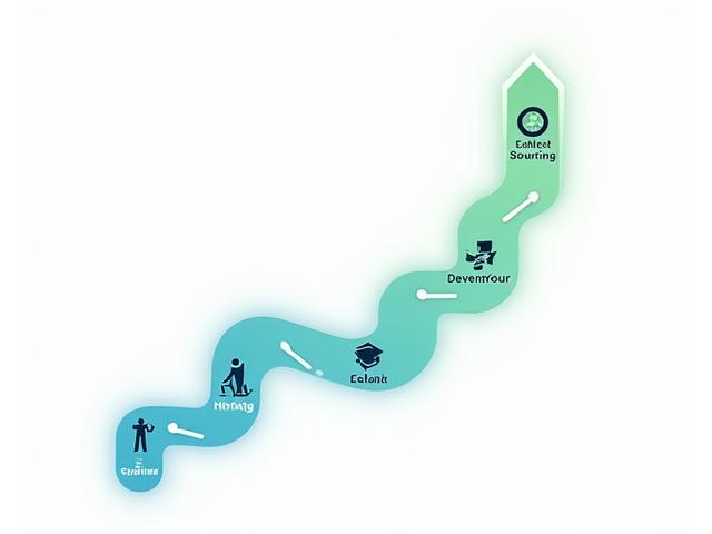 Dynamic flowchart depicting the stages of a talent pipeline, from sourcing to hiring